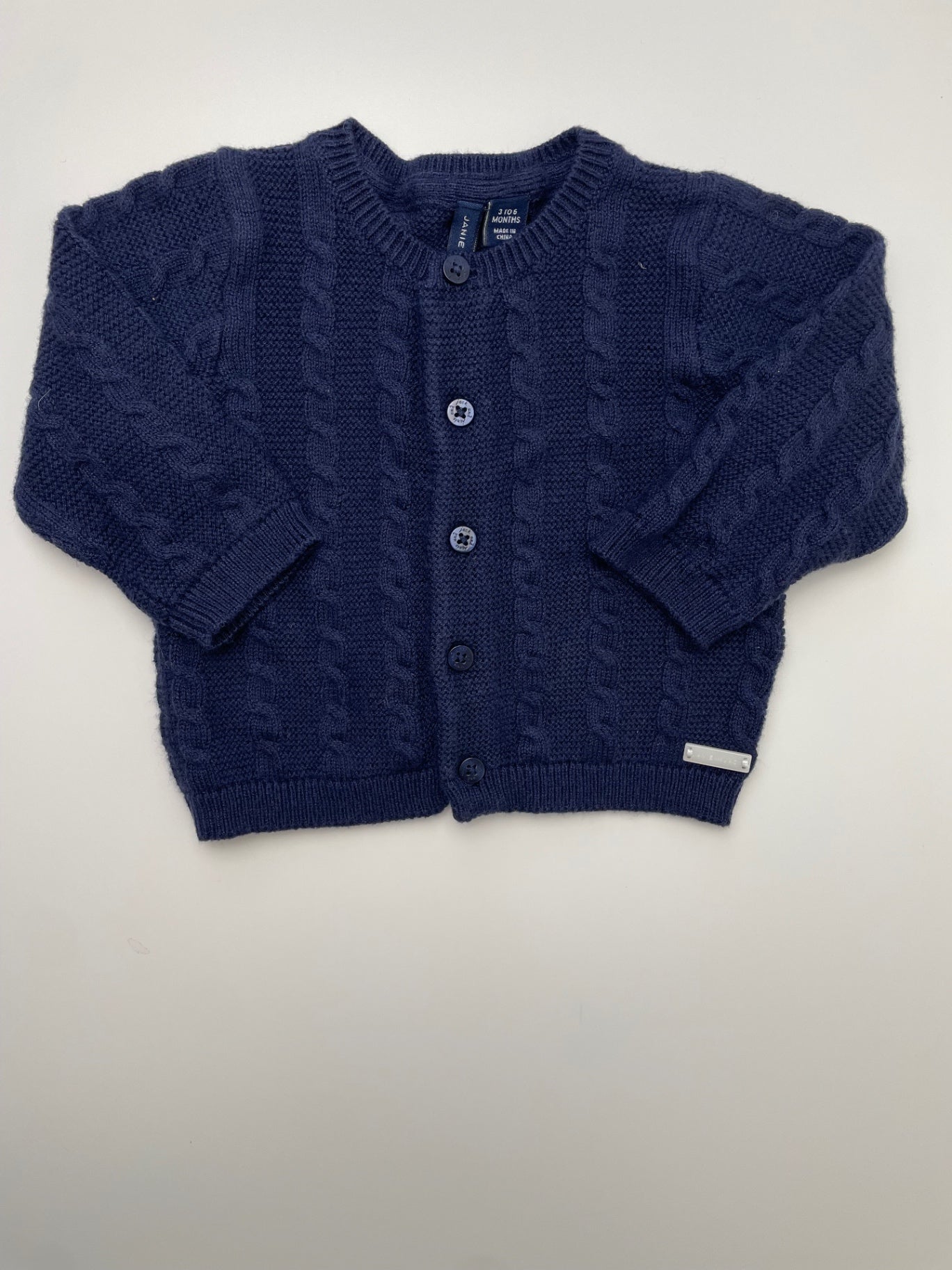 Janie and Jack Sweater - Navy Blue Cable Knit Cardigan | size 3 - 6 Months