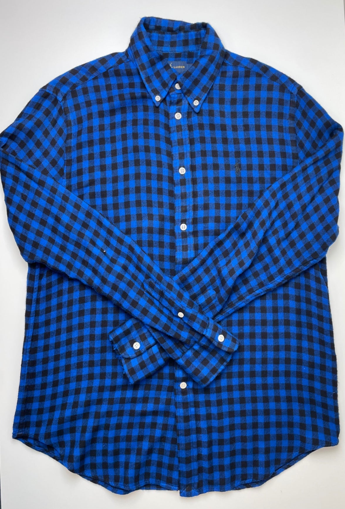 Ralph Lauren Shirt - Blue Flannel Button Down (Adult Size M) | size 14/16