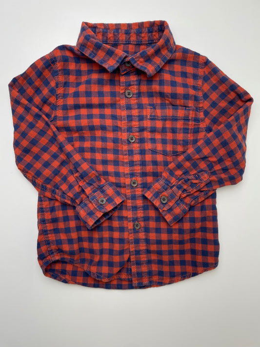 Cat & Jack Shirt - Orange Flannel Button Up | size 3T