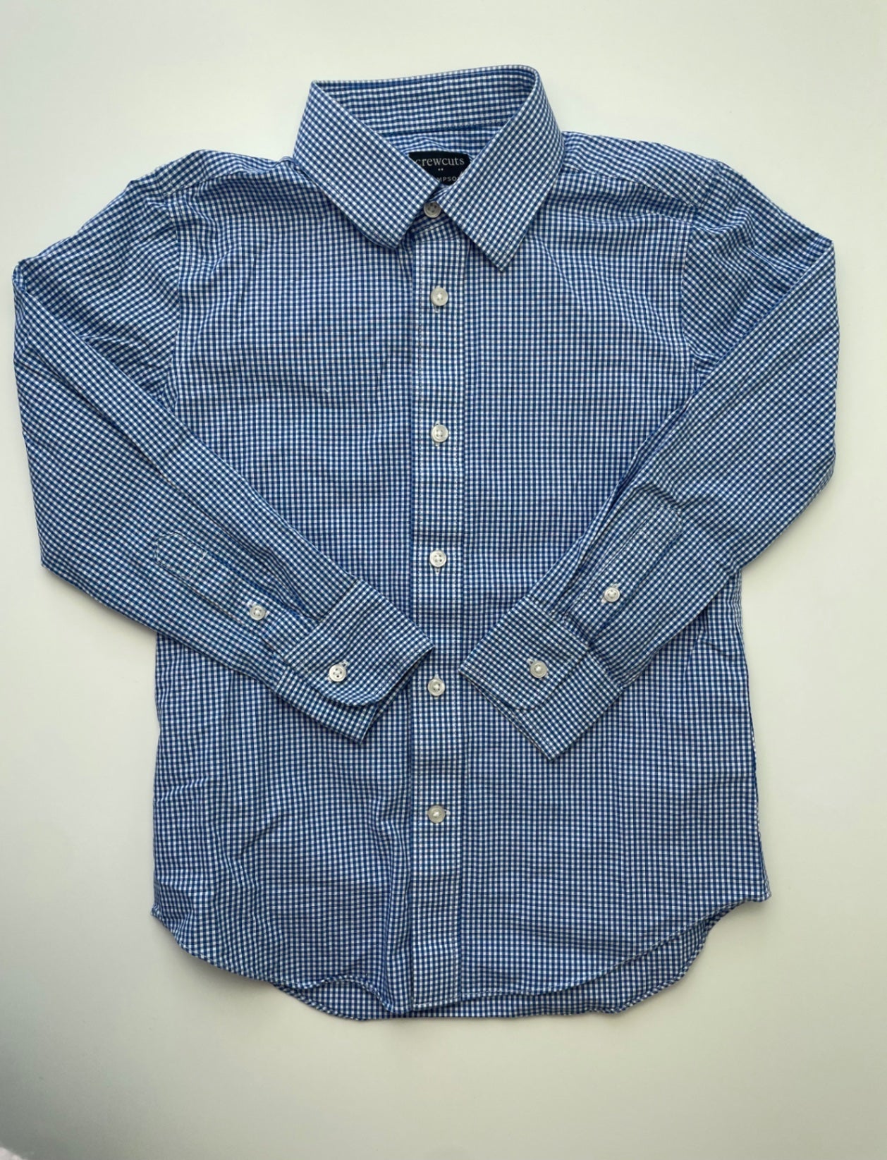 Crewcuts Shirt - Blue Thompson Gingham Button Up | size 6/7