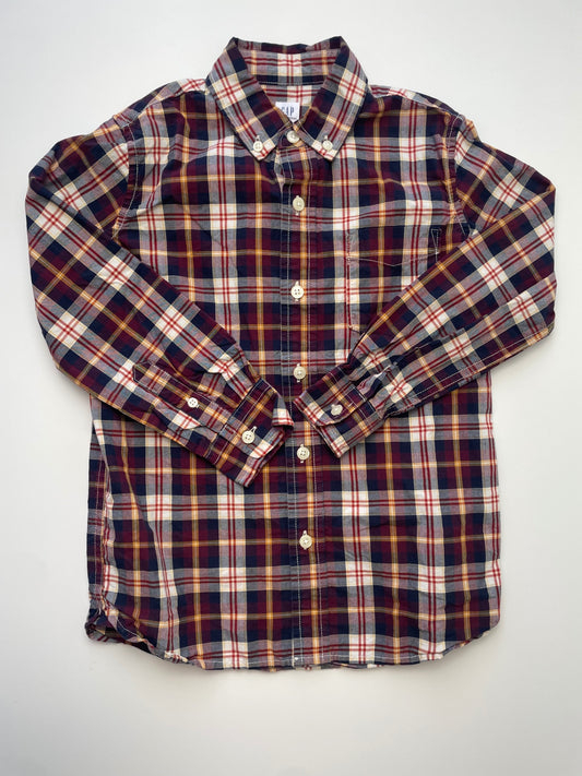 Gap Kids Shirt - Red Plaid Button Down | size 6/7