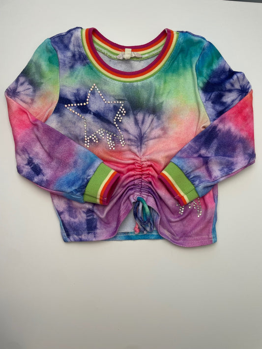 Baby Sara Sweatshirt - Multicolor Tie Dye Rhinestone Stars | size 4T