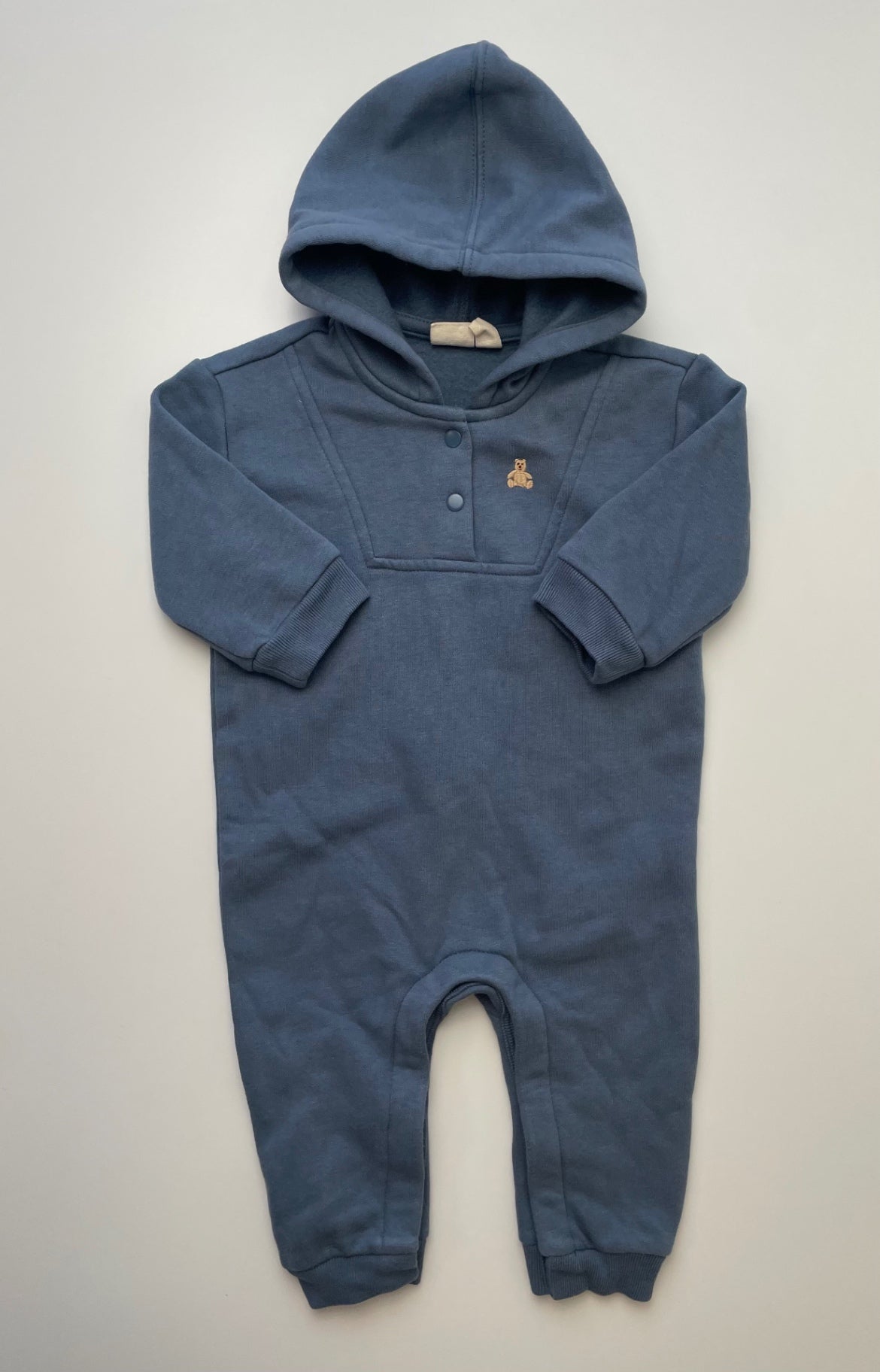 Baby Gap Onesie - Blue Fleece + Hood | size 6 - 12 Months