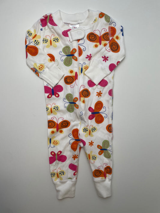 Hanna Andersson Onesie - White Butterflies 100% Organic Cotton | size 6 - 9 Months