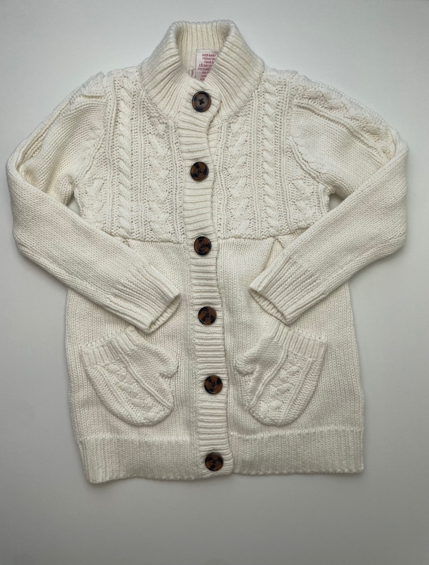 Savannah Sweater - Cream Cable Knit Cardigan | size 4T