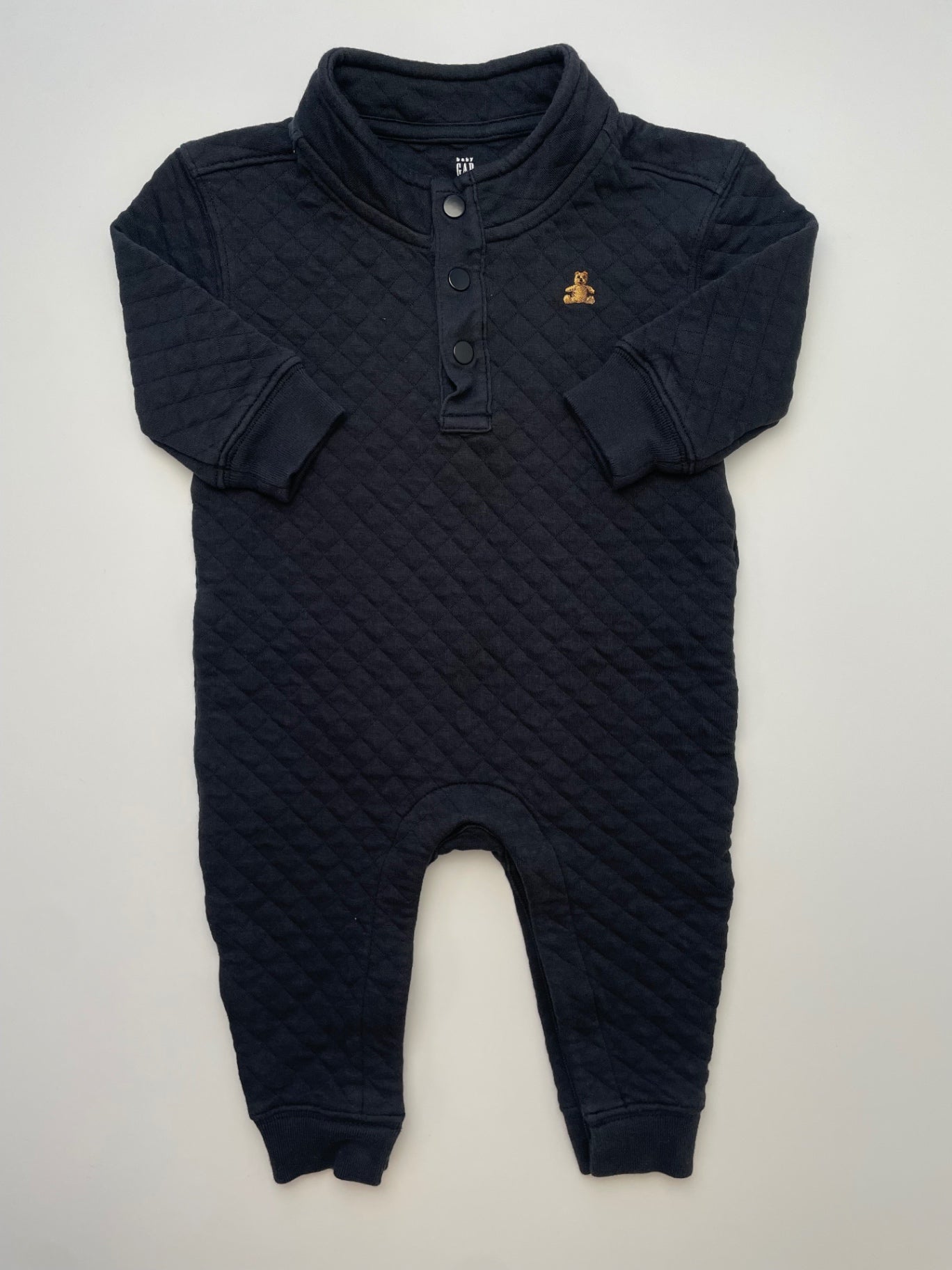 Baby Gap Onesie - Black Quilted | size 6 - 12 Months