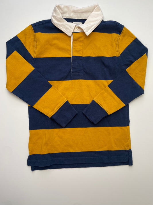 Crewcuts Shirt - Yellow Striped Rugby Shirt | size 6/7