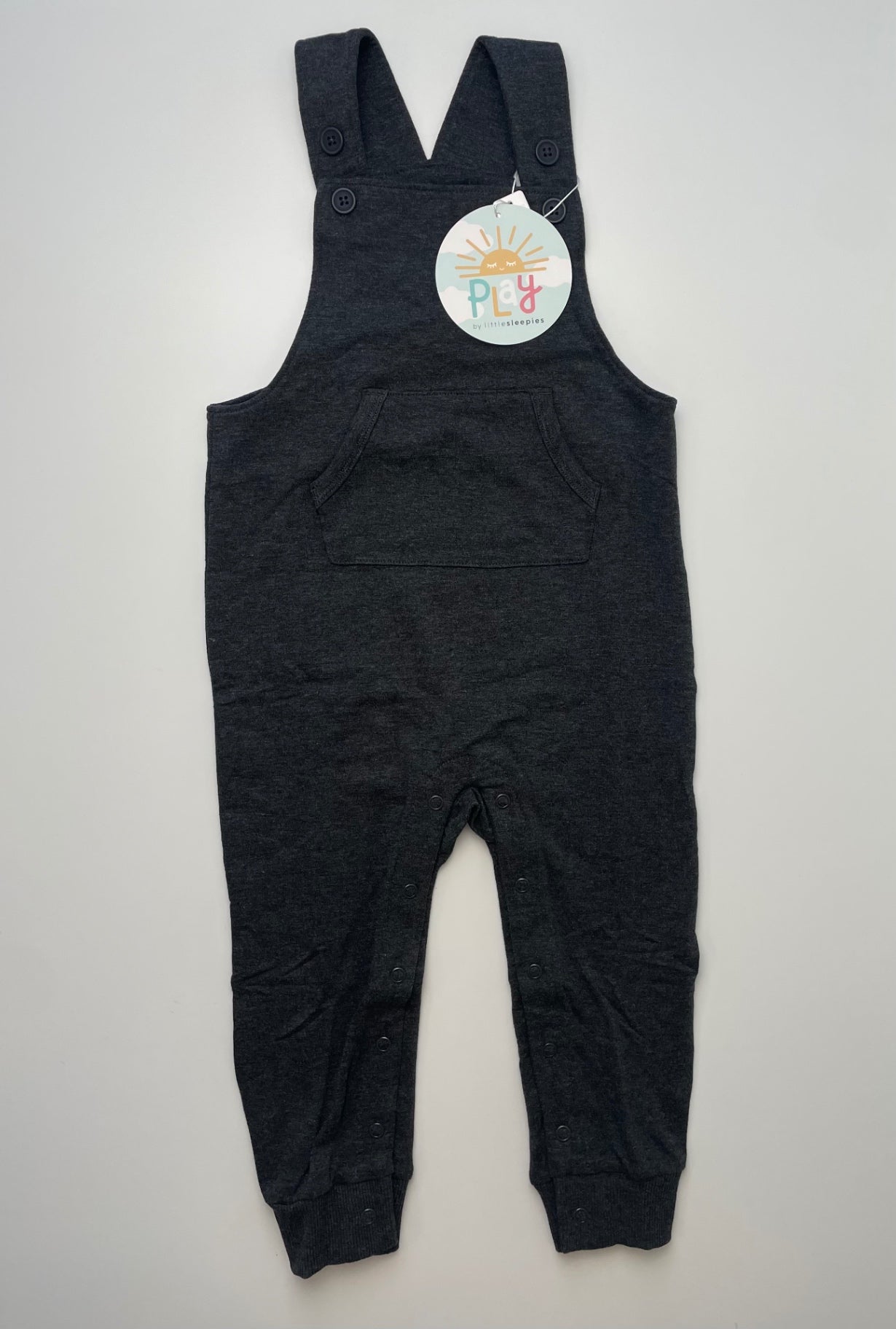 Play by Little Sleepies Onesie - Gray Overalls w/ Front Pocket | size 18 - 24 Months