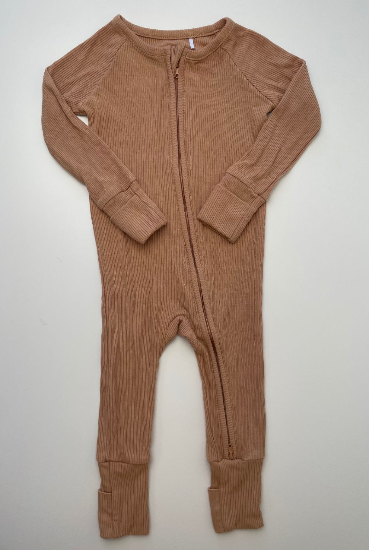 Little One Shop Onesie - Tan Ribbed Bamboo | size 3 - 6 Months