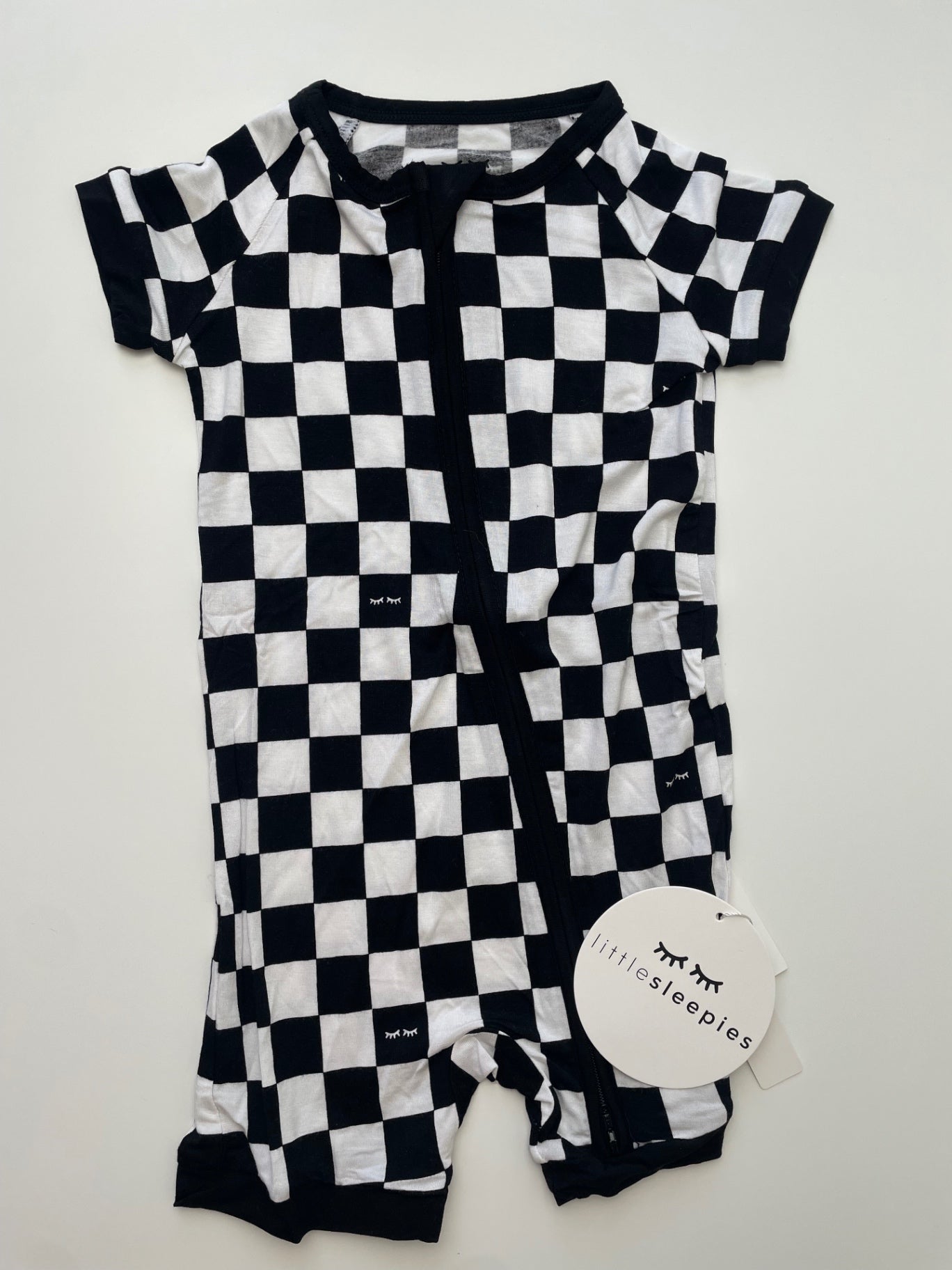 Little Sleepies Onesie - Black Checkered | size 12 - 18 Months