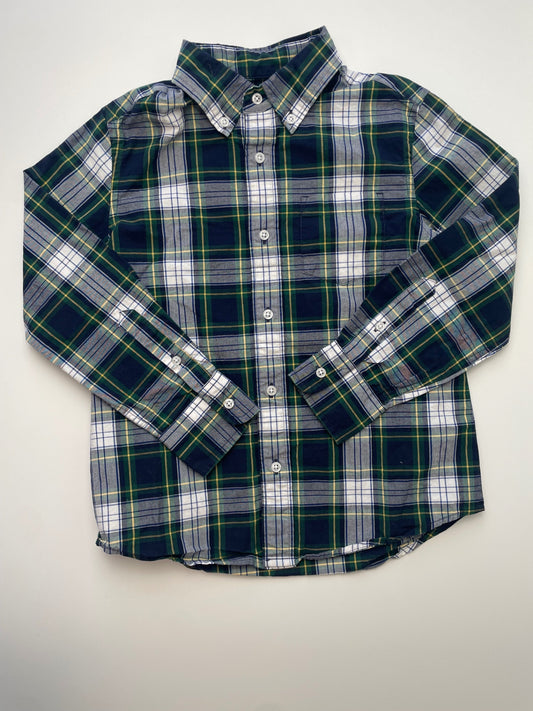 Crewcuts Shirt - Green Plaid Button Down | size 6/7