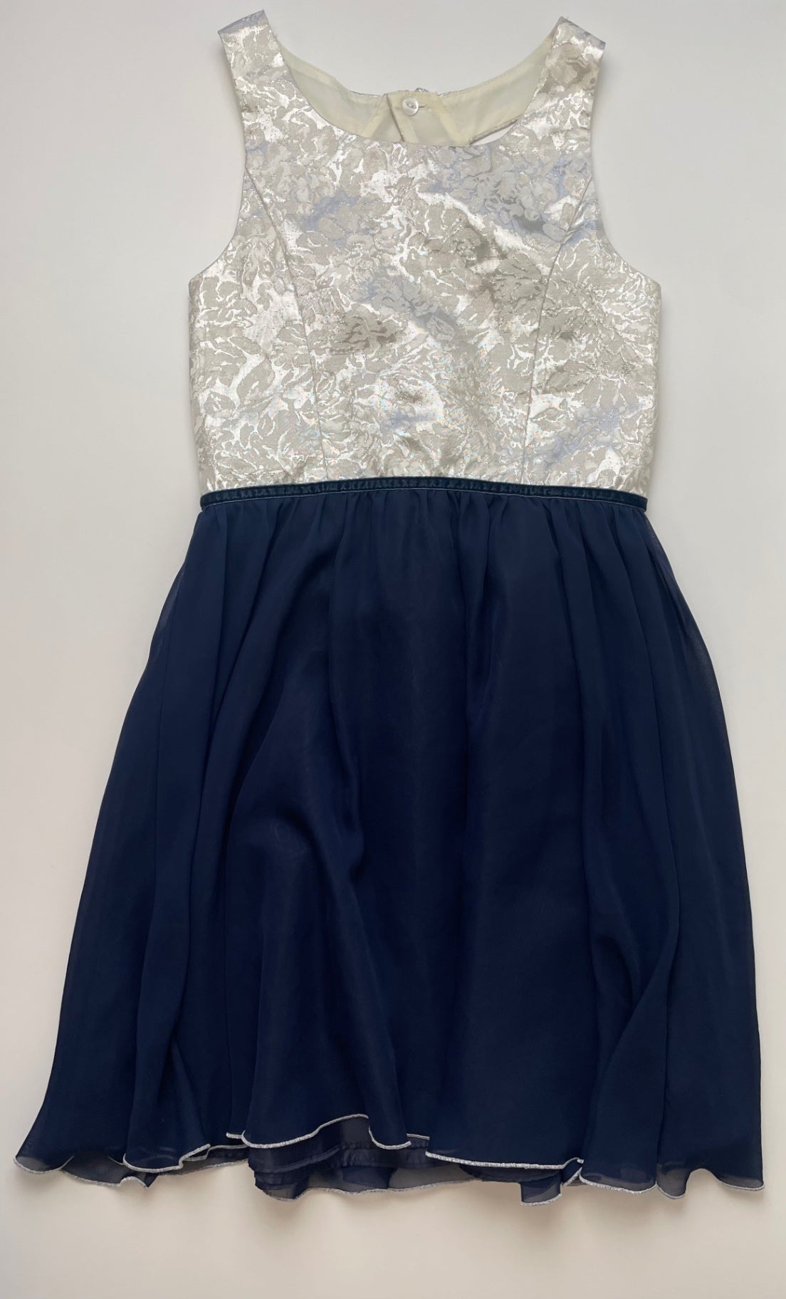 Emily West Dress - Navy Blue Jacquard Top + Chiffon Skirt | size 14