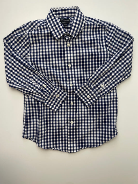 Crewcuts Shirt - Navy Blue Thompson Gingham Button Down | size 6/7