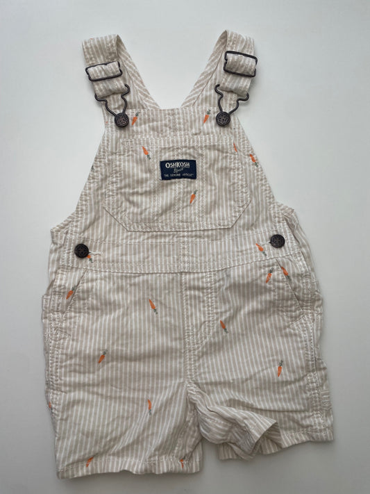 Oshkosh B'Gosh Onesie - Tan Striped Carrot Overalls | size 12 Months