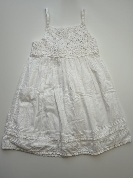 Janie and Jack Dress - White Knit Top 100% Cotton | size 5T