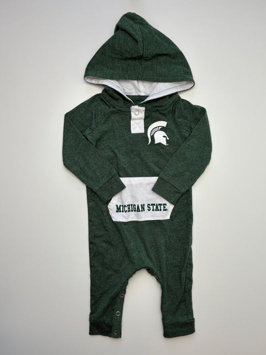 Colosseum Onesie - Green Heathered MSU Logo + Hood | size 0 - 3 Months