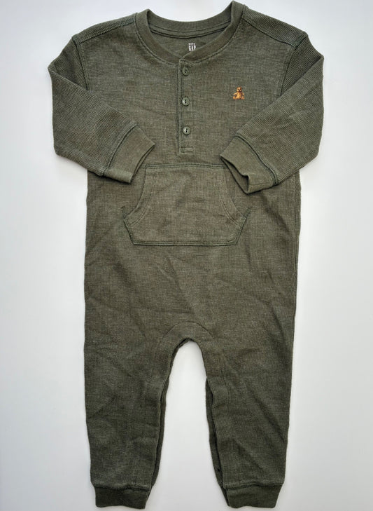Baby Gap Onesie - Green Waffle Knit w/ Front Pocket | size 18 - 24 Months