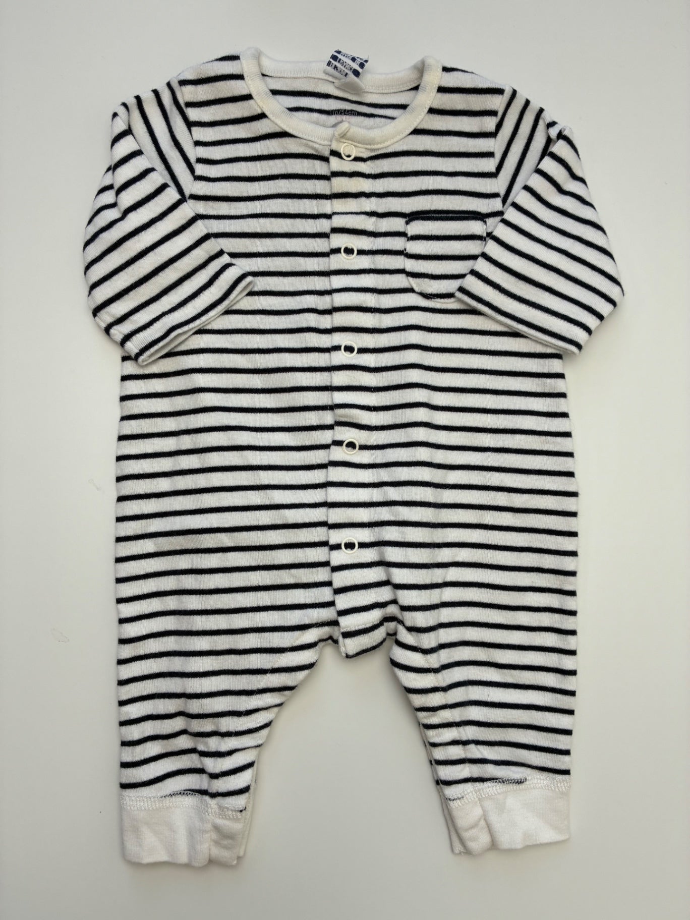 Petit Bateau Onesie - White Striped | size 1 Month