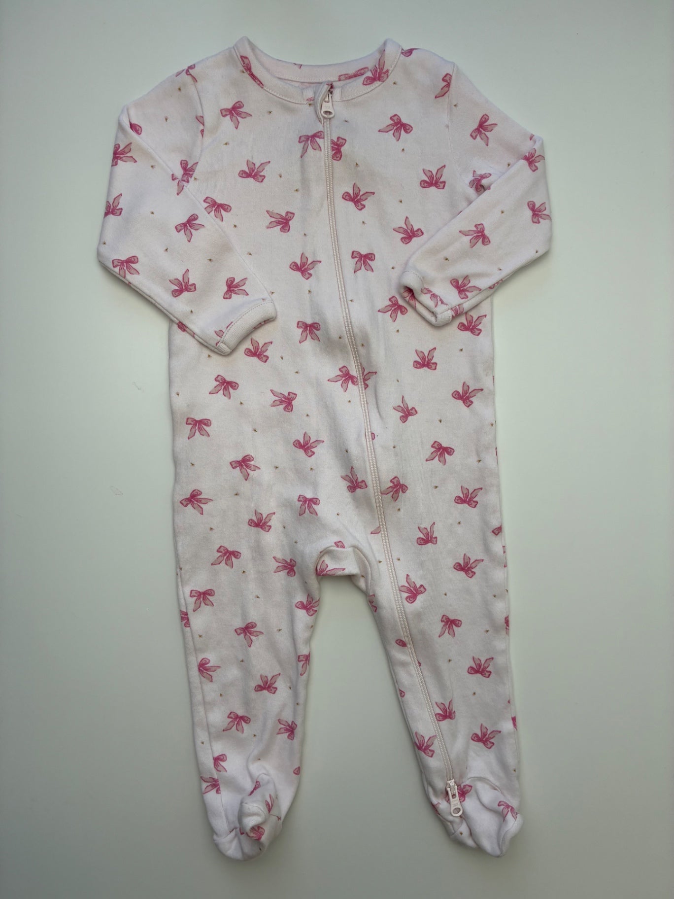 Nordstrom Onesie - Pink Bows 100% Organic Cotton | size 6 Months