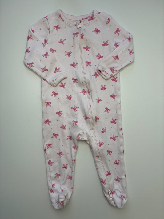 Nordstrom Onesie - Pink Bows 100% Organic Cotton | size 6 Months