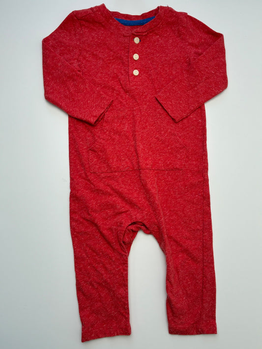 Primary Onesie - Red Heathered + Front Pocket | size 6 - 12 Months