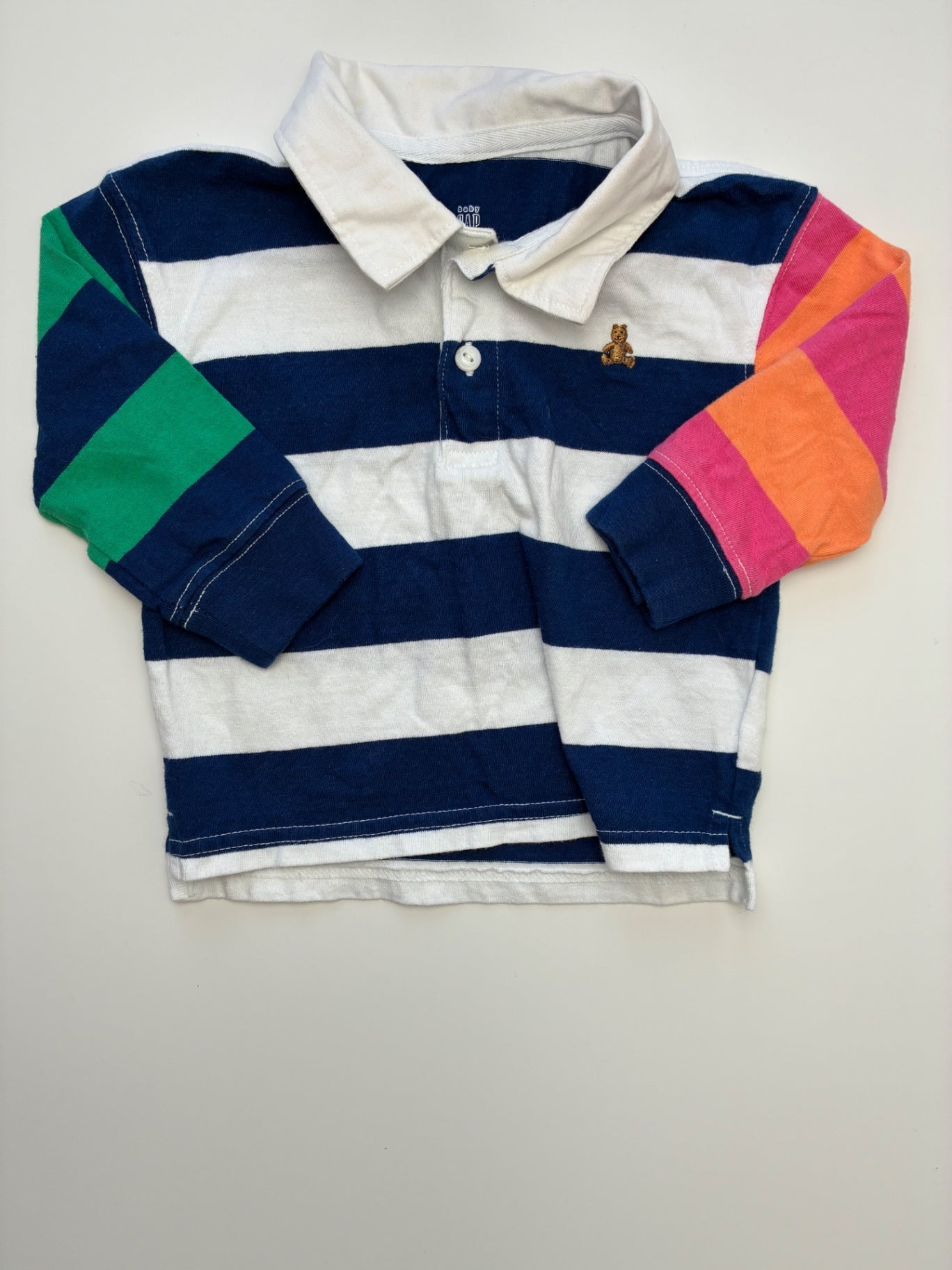 Baby Gap Shirt - Multicolor Striped Long Sleeve Polo | size 6 - 12 Months