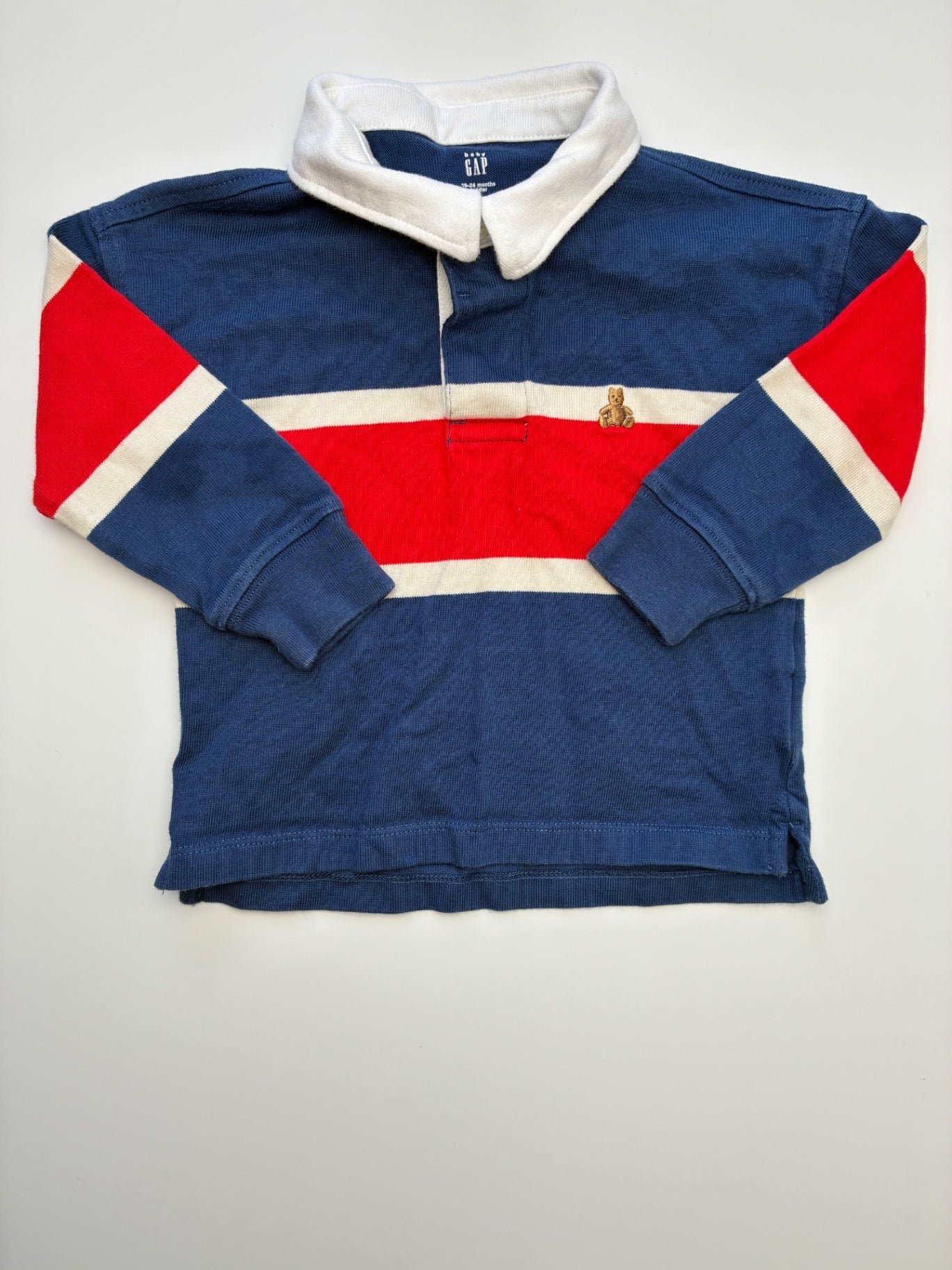 Baby Gap Shirt - Blue Striped Long Sleeve Polo | size 18 - 24 Months