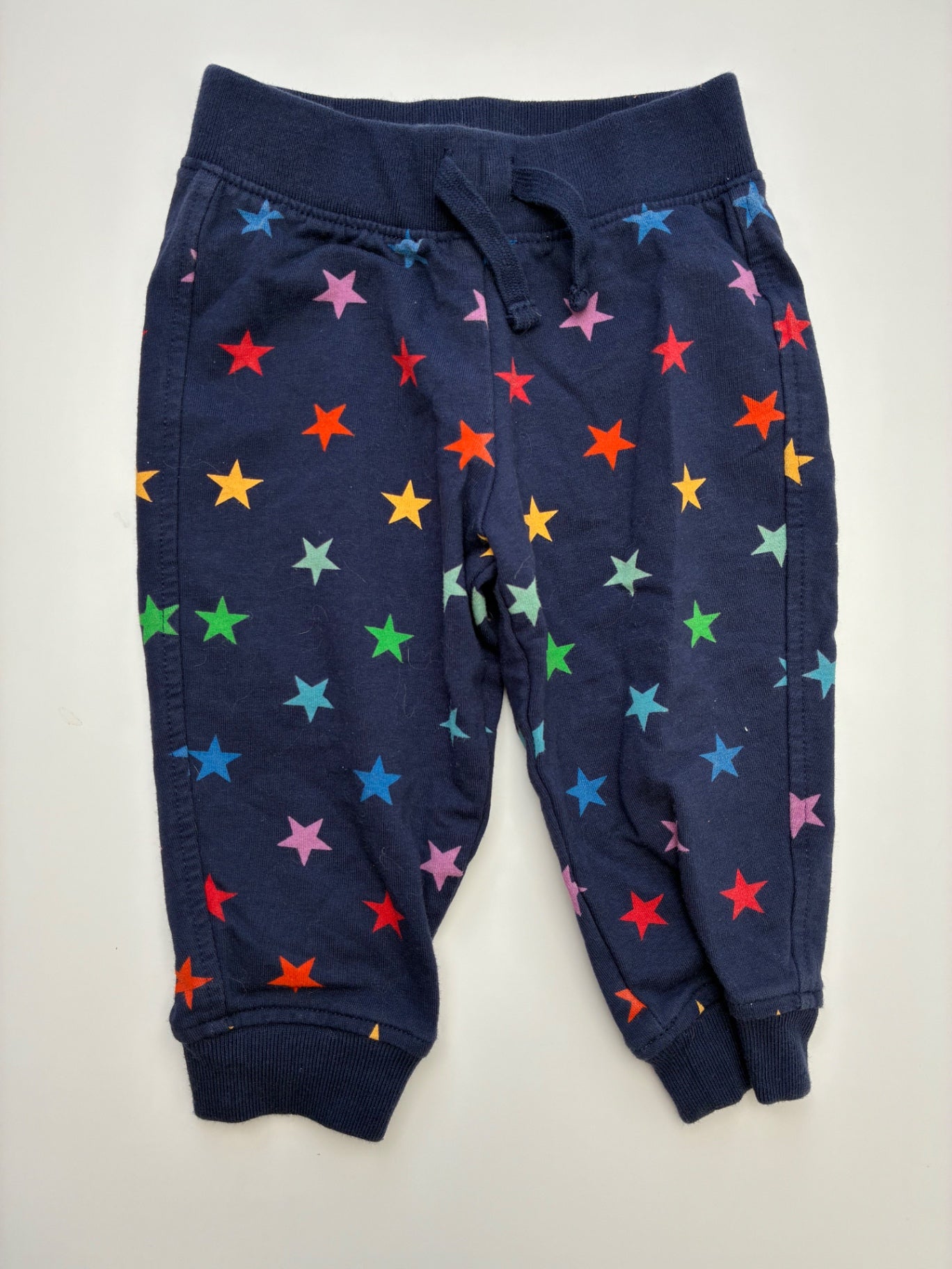 Primary Sweatpants - Navy Blue Rainbow Star Joggers | size 6 - 12 Months