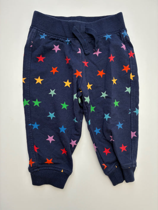 Primary Sweatpants - Navy Blue Rainbow Star Joggers | size 6 - 12 Months