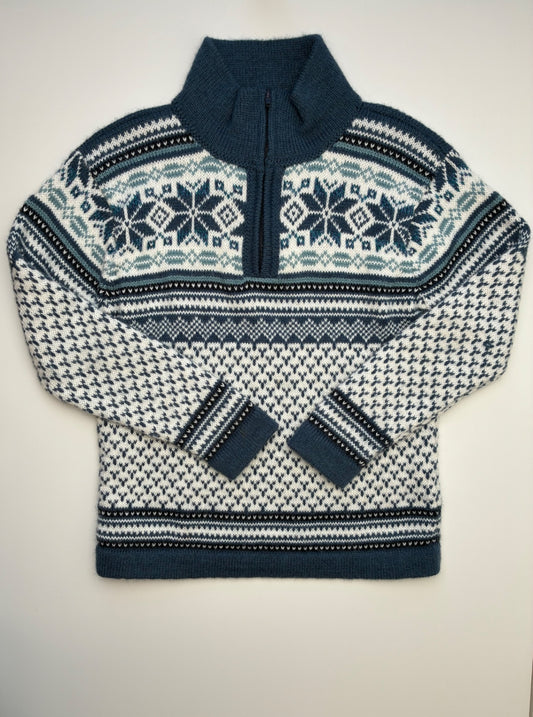 Artesania Sweater - Blue Fair Isle 1/4 Zip | size 6