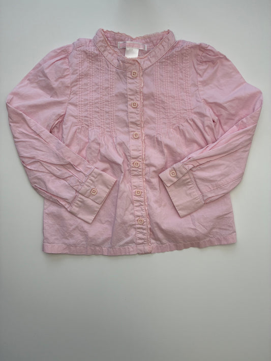 Janie and Jack Shirt - Pink Pleated Blouse | size 4T