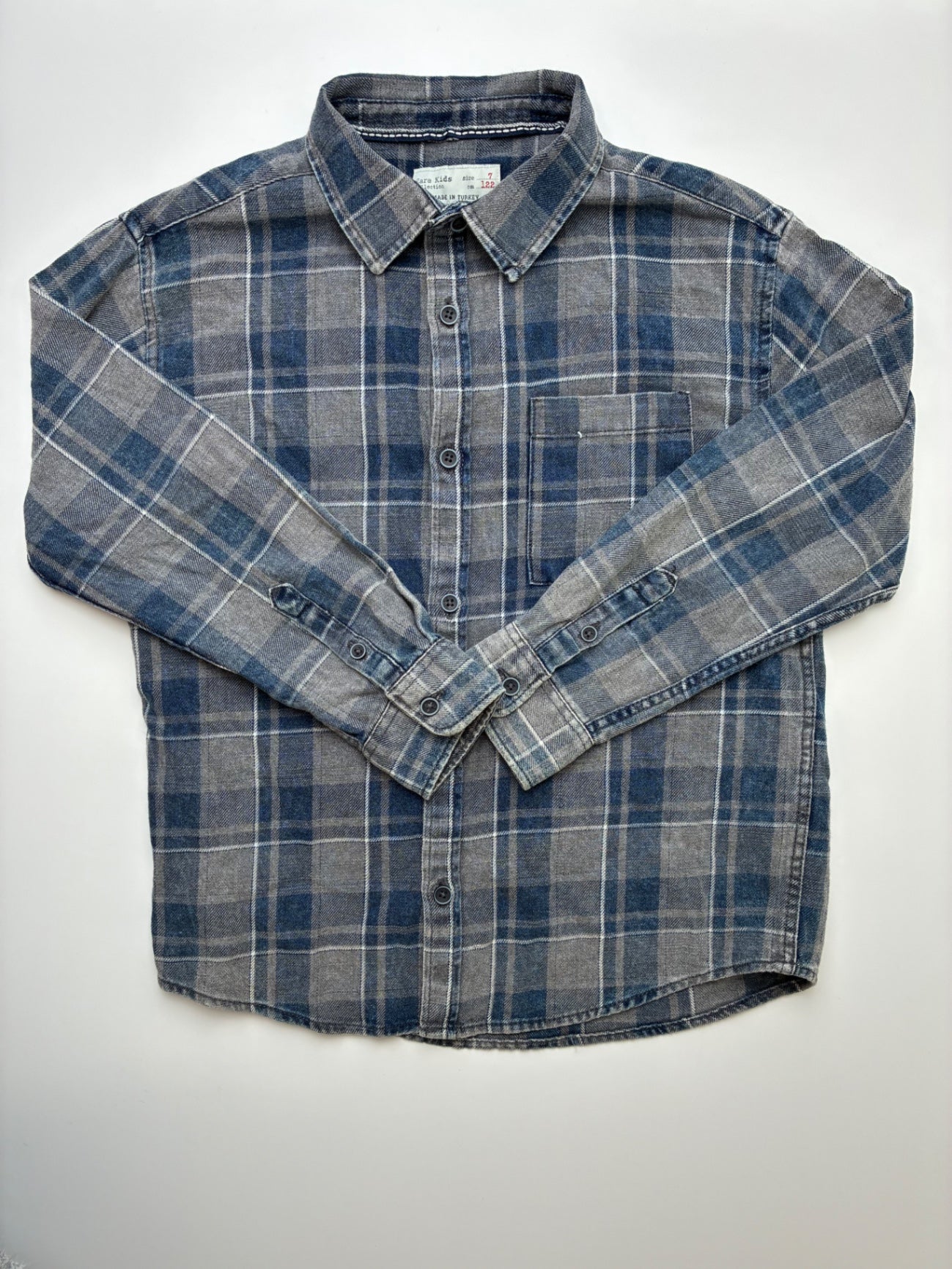 Zara Shirt - Gray Plaid Button Up | size 7