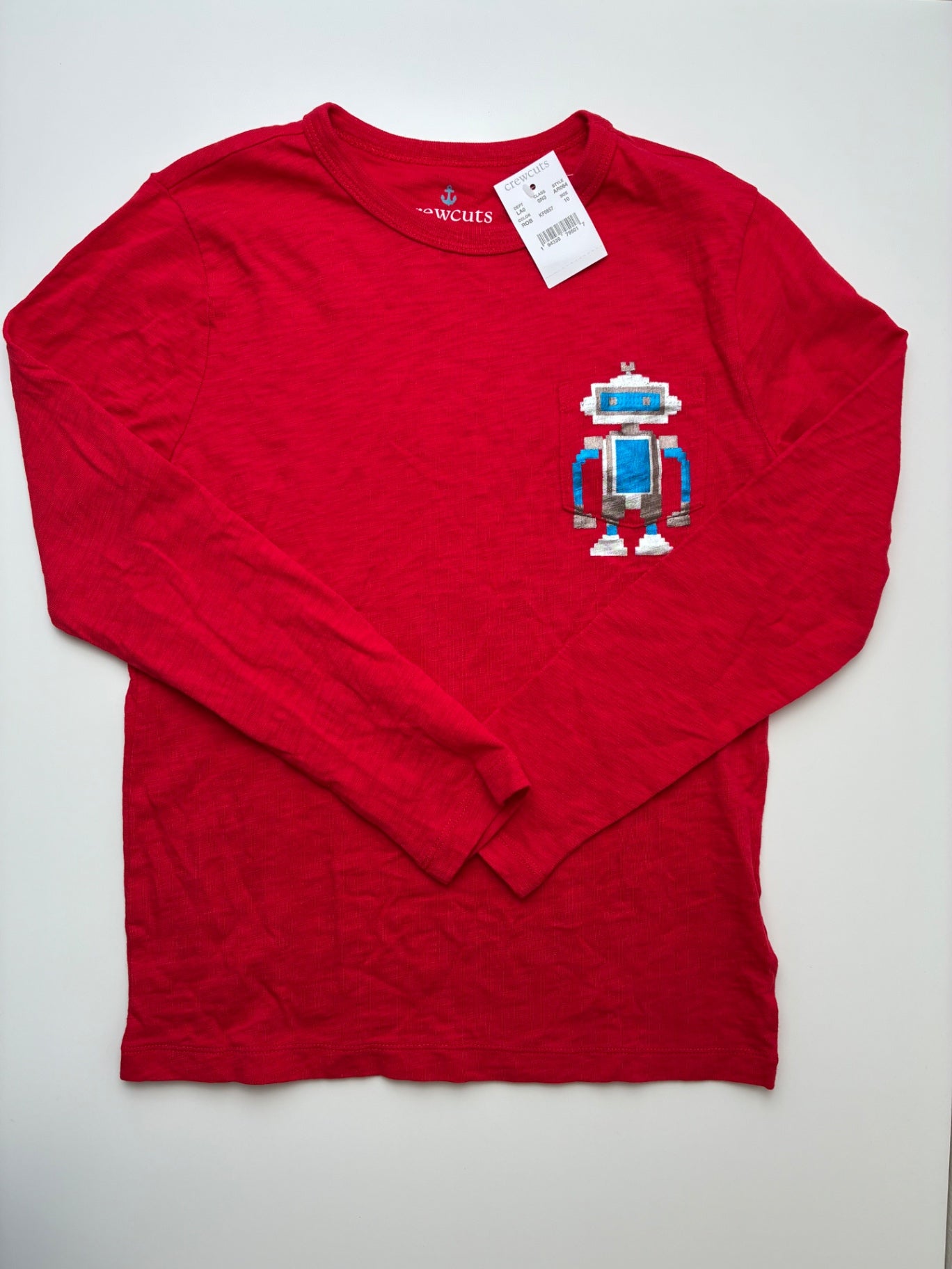 Crewcuts Long Sleeve T-Shirt - Red Robot Graphic | size 10