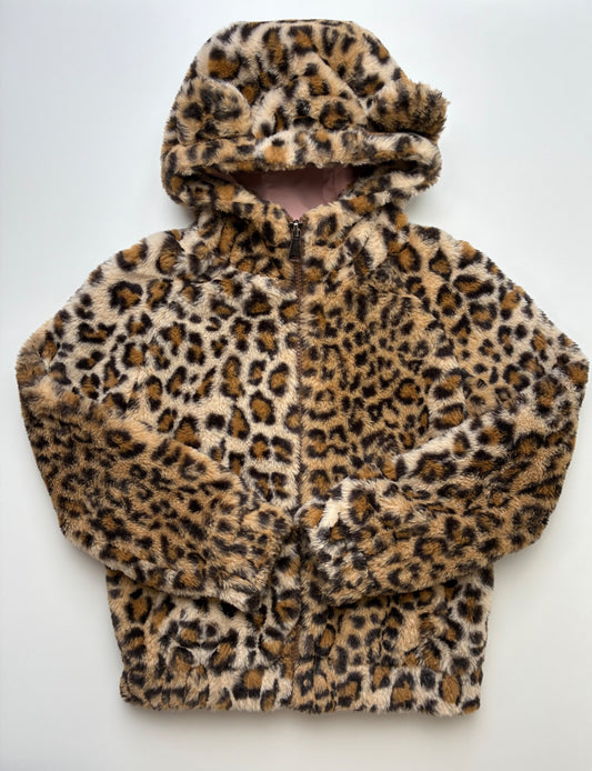 Tucker + Tate Jacket - Brown Fuzzy Animal Print w/ Hood | size 7