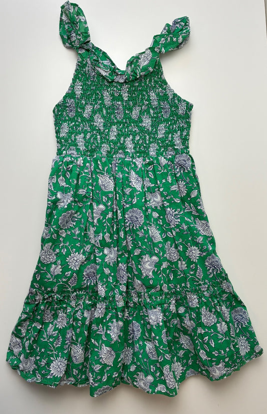 Crewcuts Dress - Green Floral Ruched | size 7