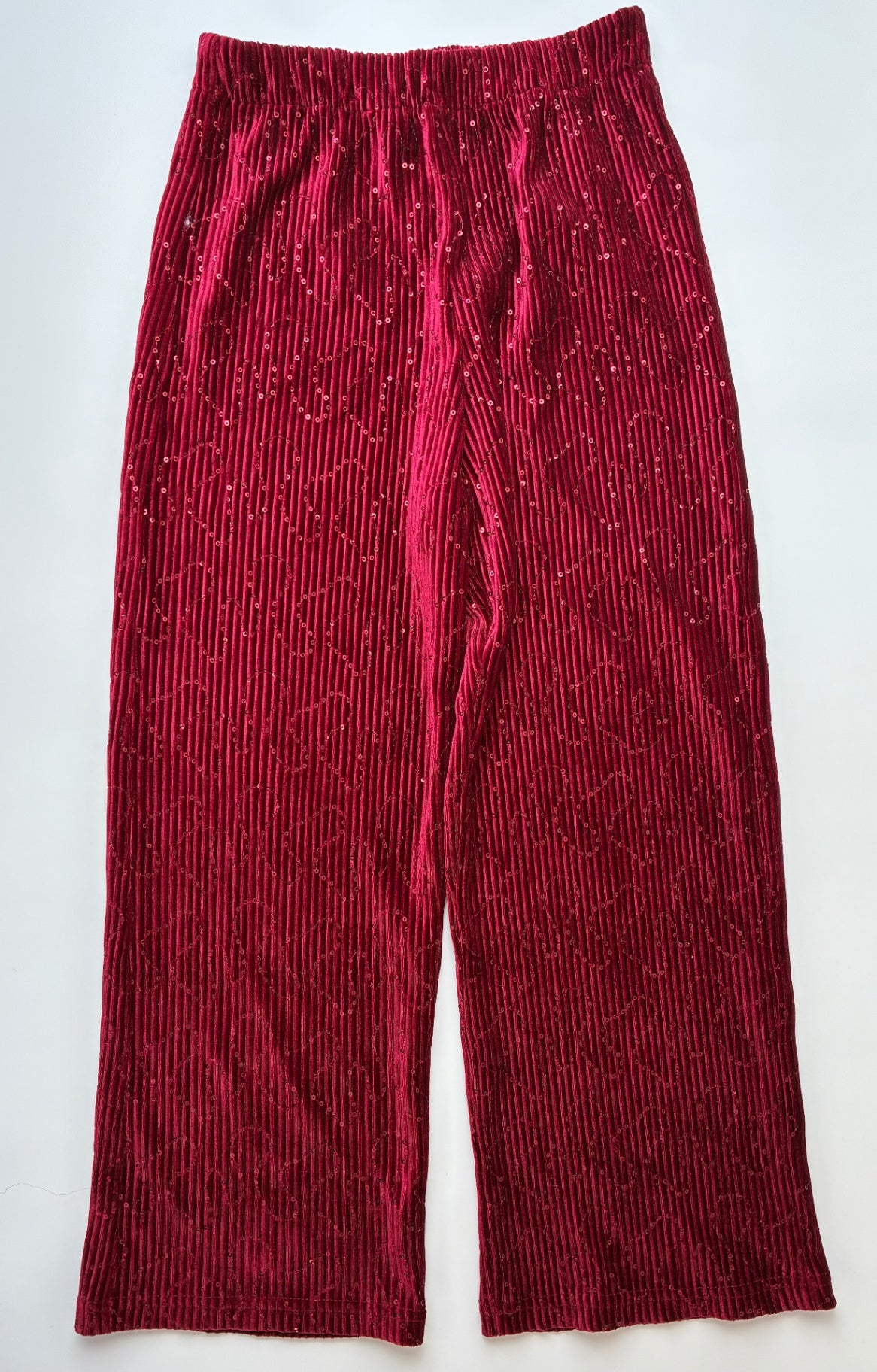 Zara Pants - Red Ribbed Velour + Sequins | size 10