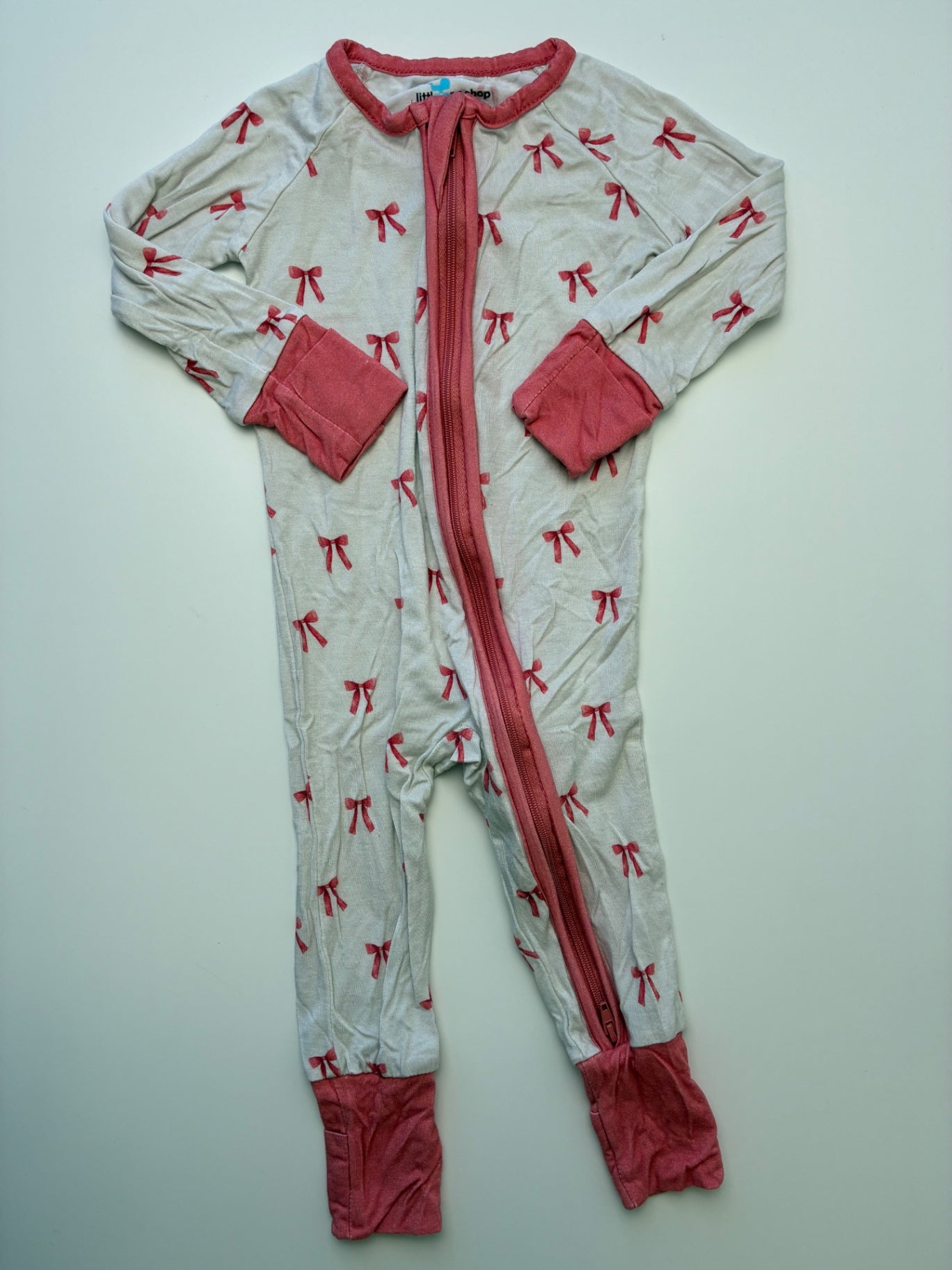 Little One Shop Onesie - White Bows | size 3 - 6 Months