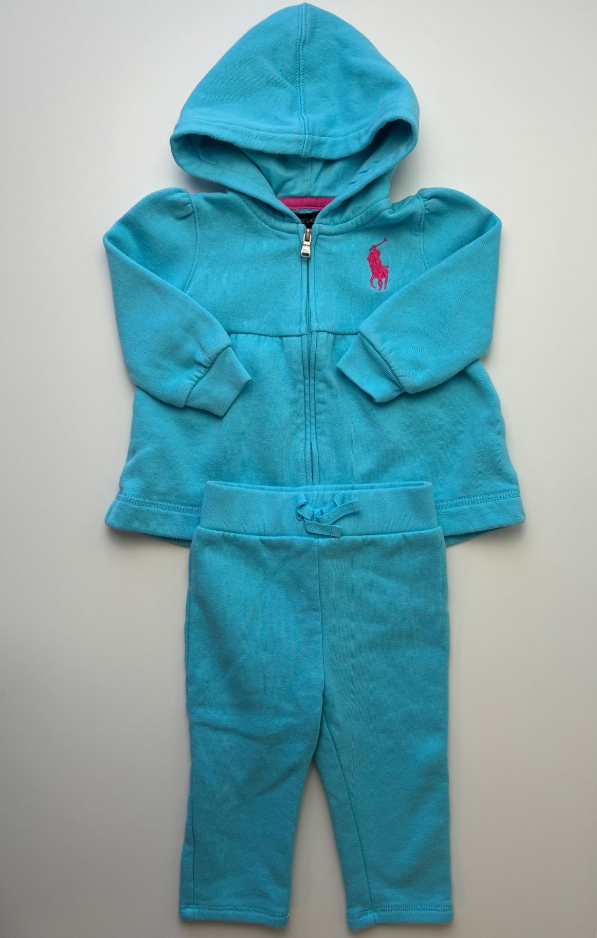 Ralph Lauren 2 Piece Ensemble - Blue Zip Up Hoodie + Sweatpants | size 12 Months
