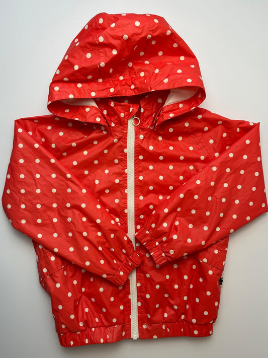 Mini Rodini Jacket - Orange Polka Dot Rain Coat | size 5T/7