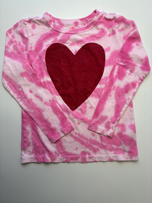 Crewcuts Long Sleeve T-Shirt - Pink Heart Graphic | size 6/7