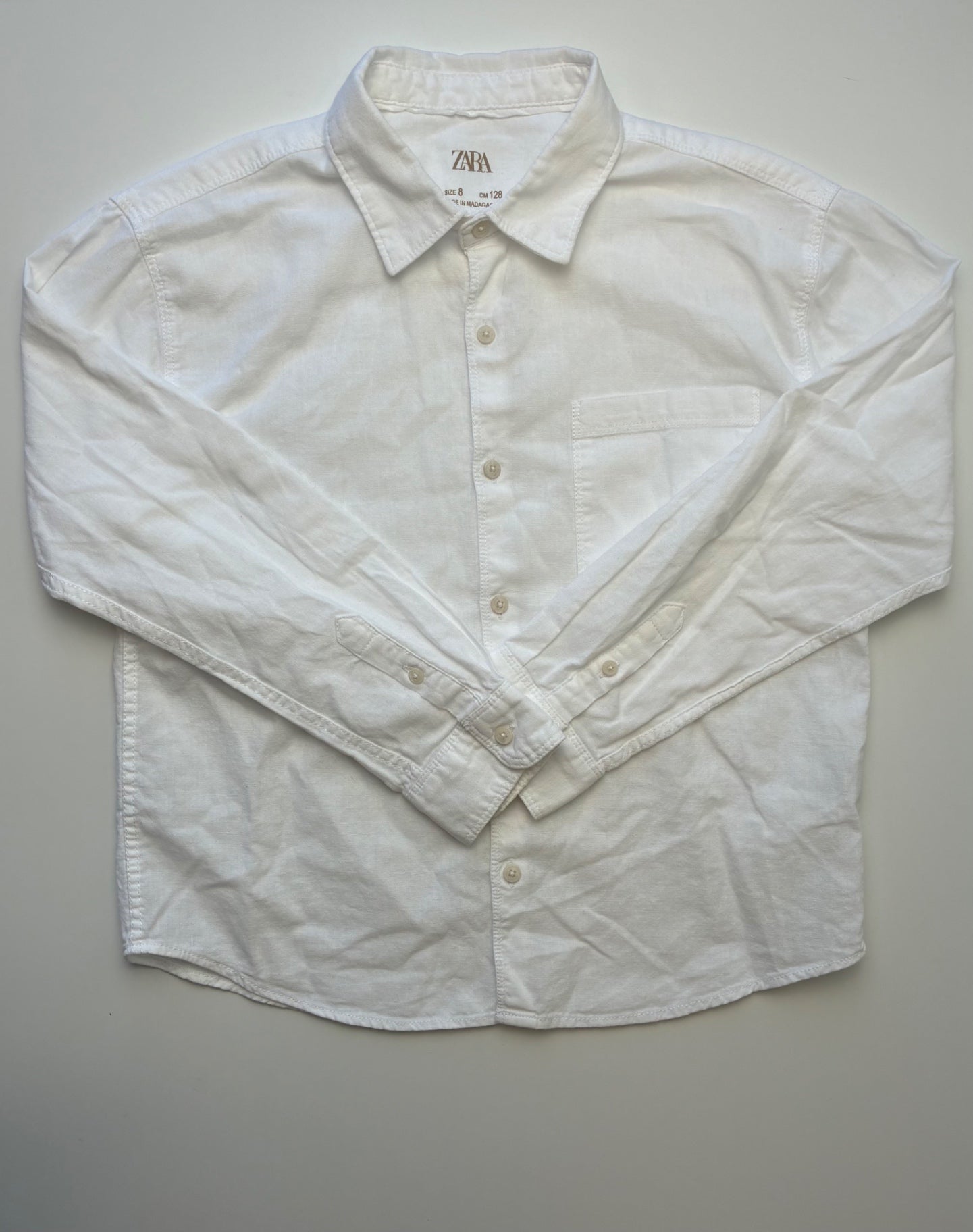 Zara Shirt - White Solid Button Up | size 8