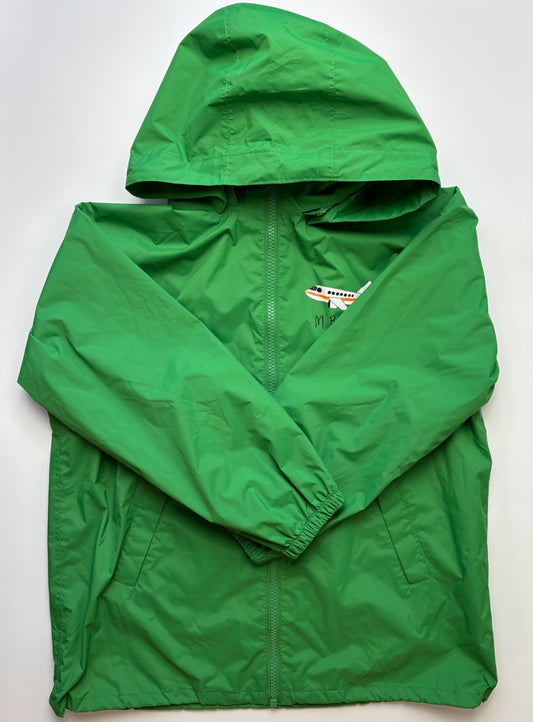 Mini Rodini Jacket - Green Airplane Rain Coat | size 7/9