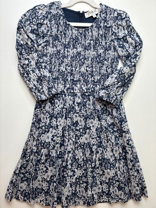 Sea New York | 8 | Dress - Navy - Floral with Shirring & Puff Sleeves