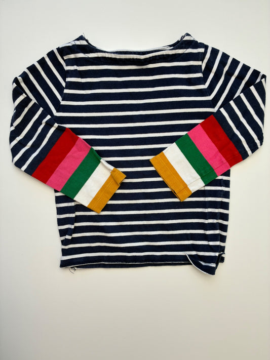 Boden Shirt - Navy Blue Striped Boat Neck | size 3T/4T