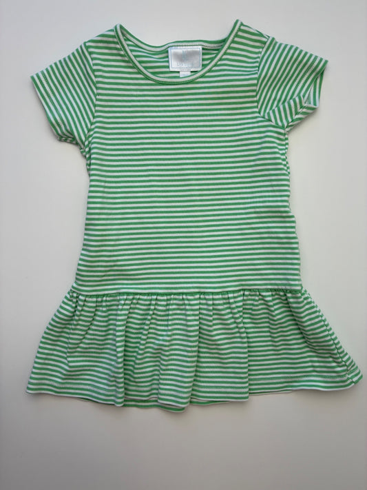 Little English Dress - Green Striped | size 3T