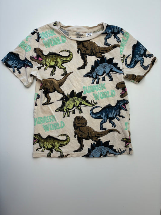 H&M T-Shirt - Tan Dinosaur Jurassic World | size 6/7