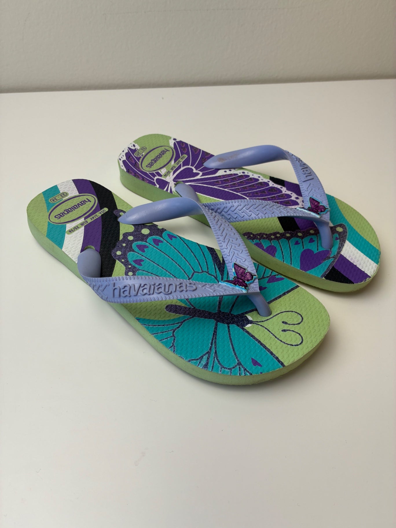 Havaianas Shoes - Purple Butterfly Flip Flops | size Shoe 3/4