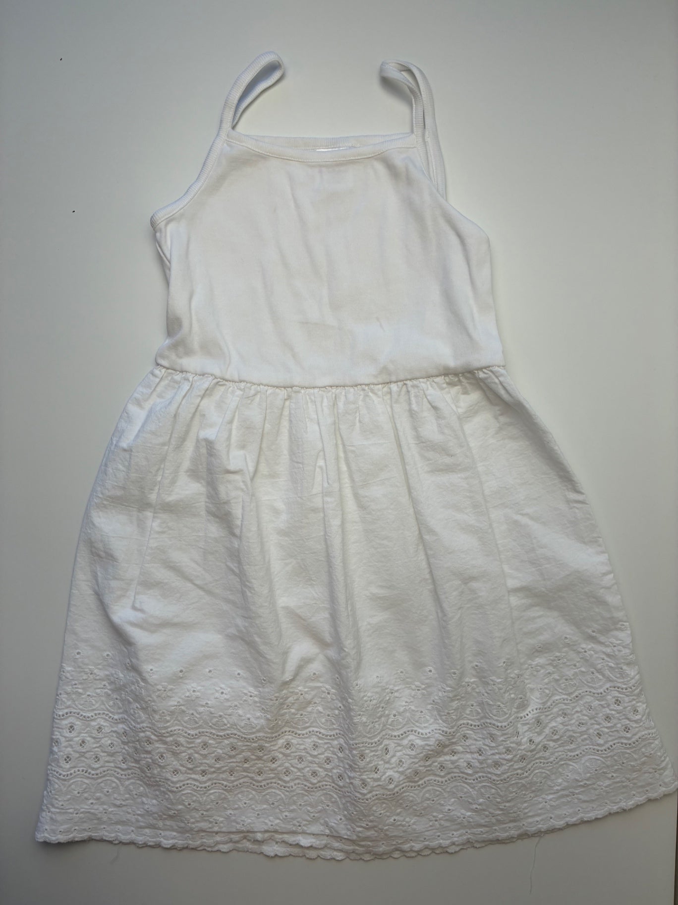 Hanna Andersson Dress - White Eyelet Trim | size 6/7