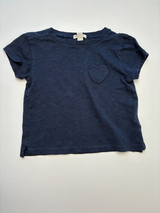 Crewcuts T-Shirt - Navy Blue Heart Pocket | size 3T