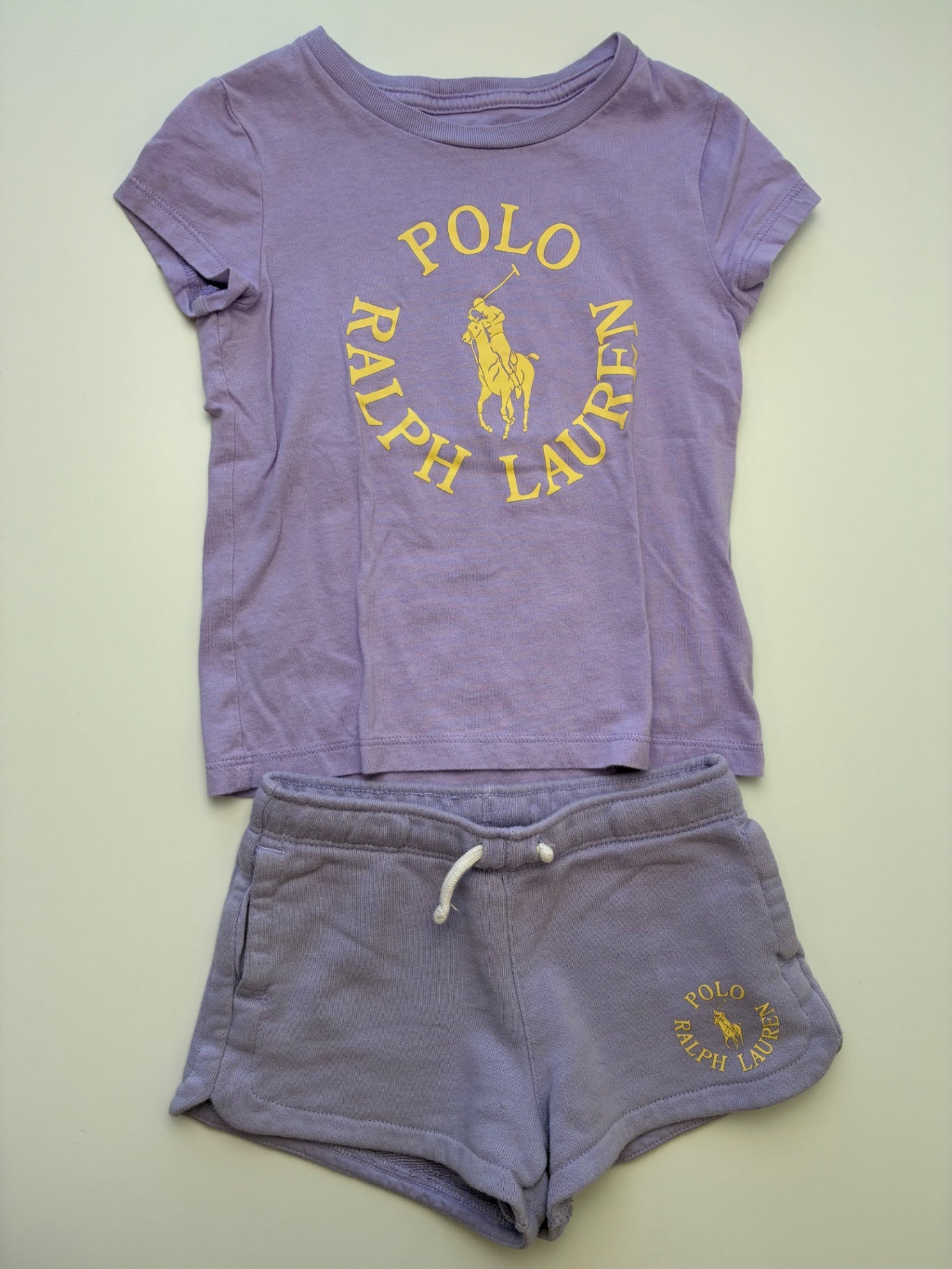 Polo Ralph Lauren 2 Piece Ensemble - Purple T-Shirt + Sweatshorts | size 4T